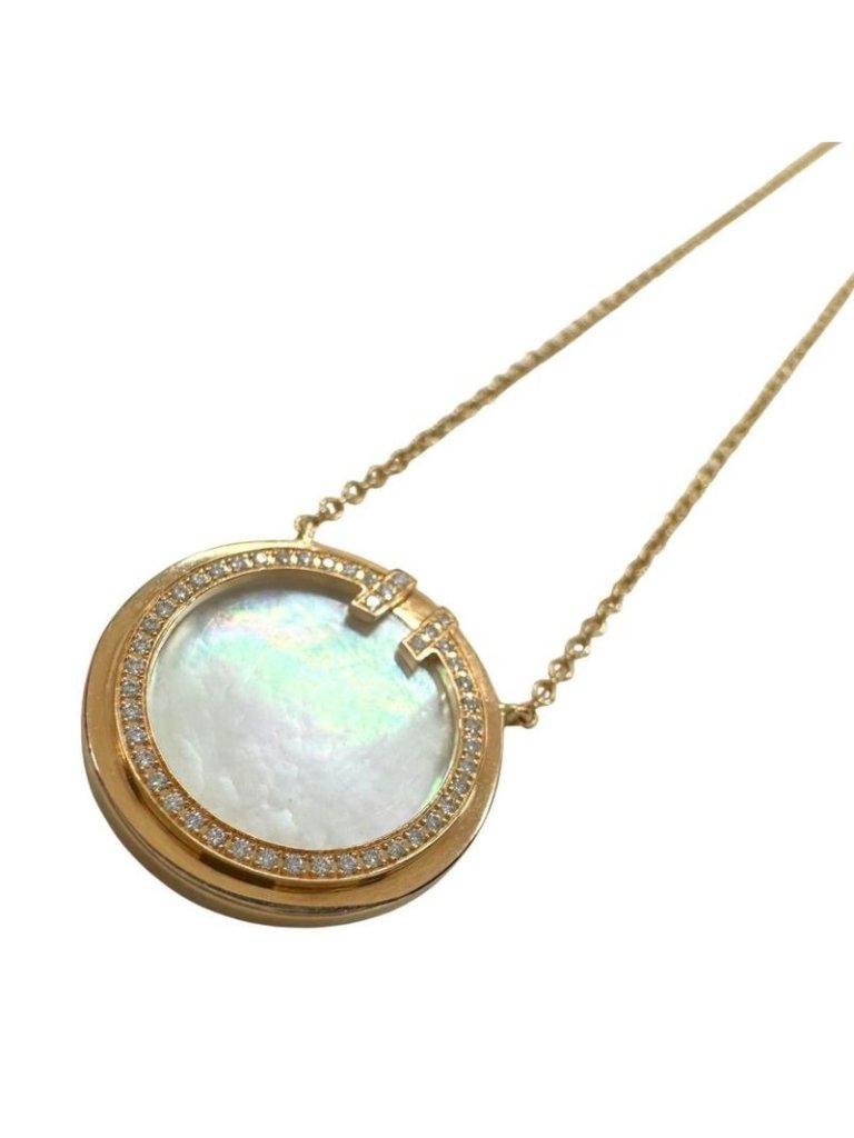 Tiffany  Co Mother Of Pearl Diamond Necklace